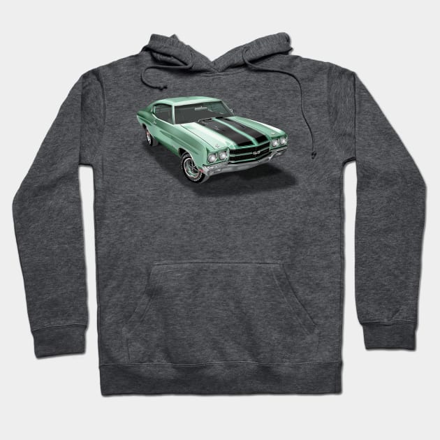 Vintage 1970 Chevrolet Chevelle SS Green Hoodie by TheStuffInBetween